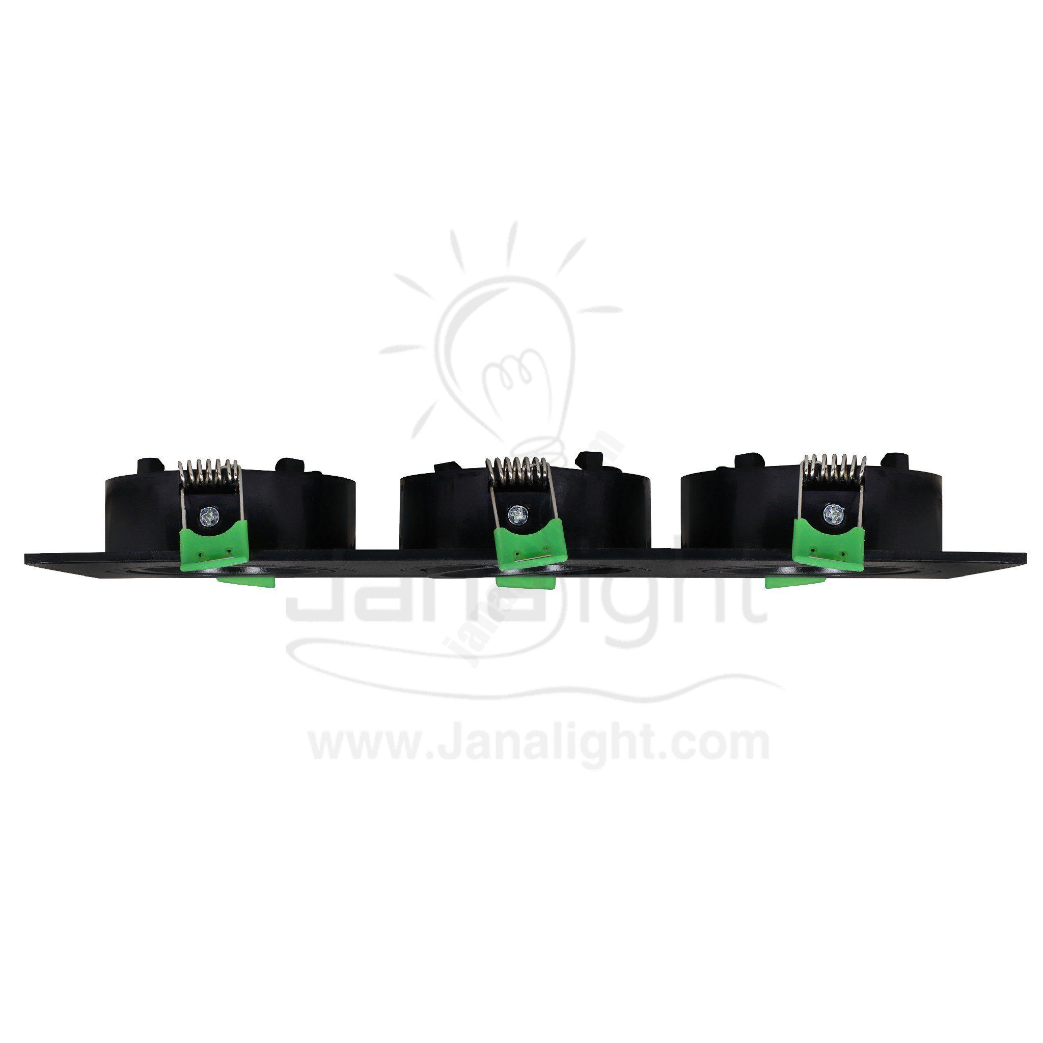 سبوت لايت فارغ متحرك مستطيل 3 عين بلاستك اسود جنى لايت Jn407 Triple Square Black Spotlight Frame